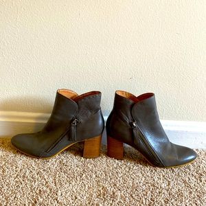 Gray genuine leather ankle boots